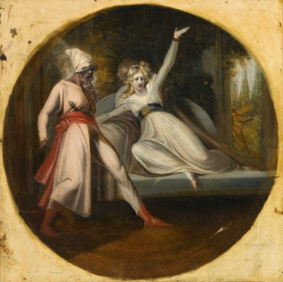 Leonore ontdekt de dolk achtergelaten door Alonzo door Johann Heinrich Füssli